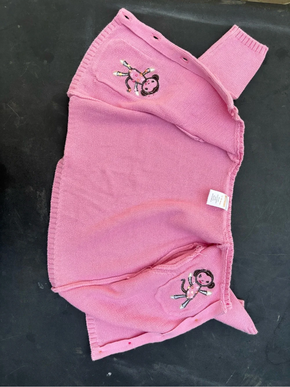Gymboree Pink Monkey Pocket Cardigan with Polka Dot Accents